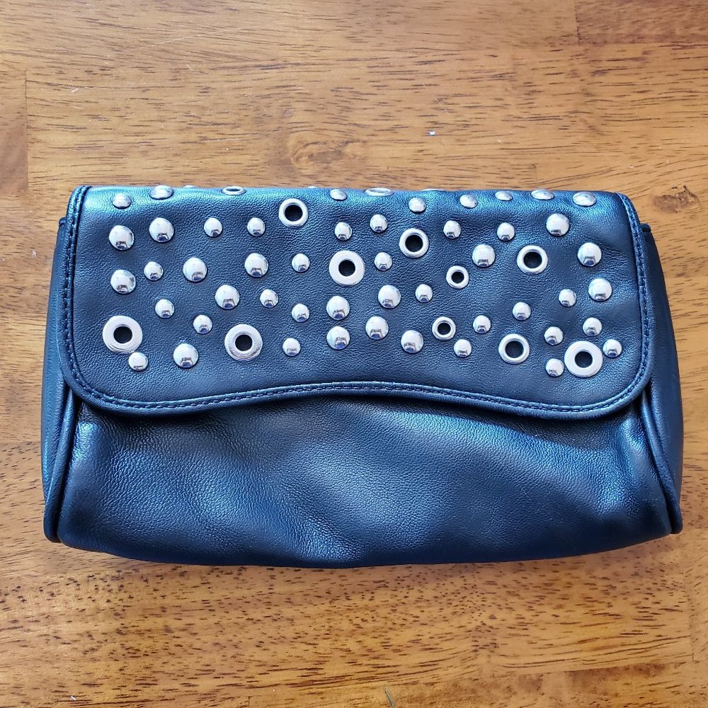 Express Black Leather Clutch